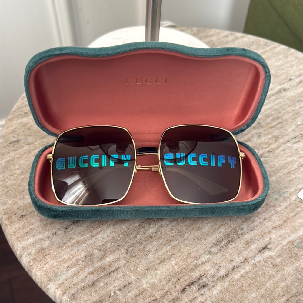 Authentic Gucci Gold and Black Sunglasses